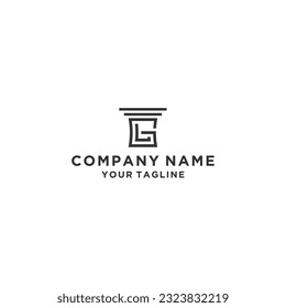 Creative Law firm pillar with GL letter logo design template	