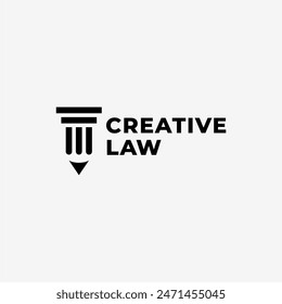 CREATIVE LAW PILAR BUILDING PENCIL PEN LOGO ICON ILLUSTRATION