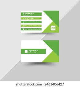 Creative and lawn care double sided modern and professional business card template. Simple and clean design with geometric shapes, a logo and some essential information with deep and light green color