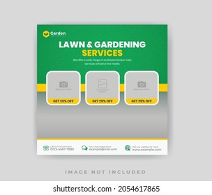 Creative Lawn and garden care maintenance social media post design template