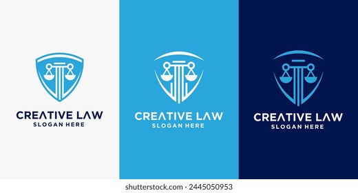 Creative lawyer logo, justice logo, law firm logo lawyer business logo in luxury color vector