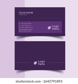 Creative layout business card template suitable for print-ready use in a violet color combination