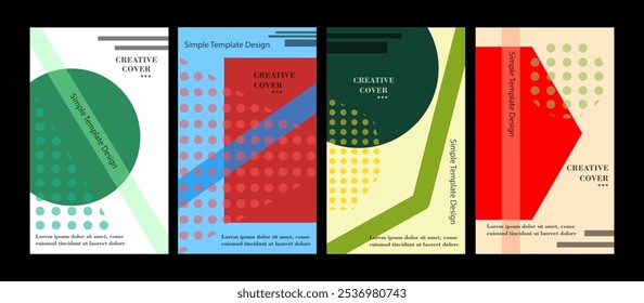 Creative layout cover concept in geometric abstract style for corporate identity, social media ads, promo. Modern cover design template with simple color dynamic overlay lines