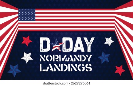 Creative layout with flag themed borders and bold D Day text for military, historical, or commemorative use.