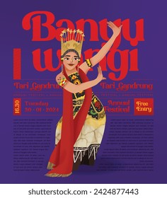 Creative layout idea with Indonesia dancer Gandrung Banyuwangi Illustration