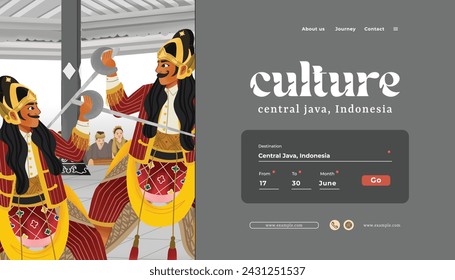 Creative layout idea with Indonesia dancer Beksan Wireng Dance Central Java Illustration
