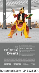 Creative layout idea with Indonesia dancer Beksan Wireng Dance Central Java Illustration