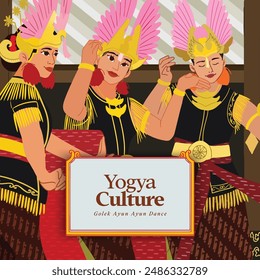 Creative layout idea with Indonesia dancer Javanese Illustration