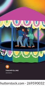 Idea de diseño creativo con ilustración de diseño plano de trampolín