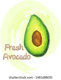 Creative layout made of avocado on the watercolor background. Flat lay. Food concept.