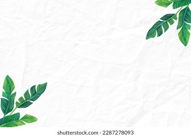 Creative layout made of colorful tropical leaves on white background. At least summer exotic concept with copy space. Border arrangement. Vector