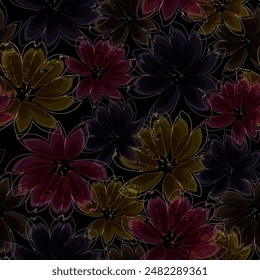 Creative layout made of flowers and leaves. Flat lay. Nature concept. Botanical Motifs scattered random. 