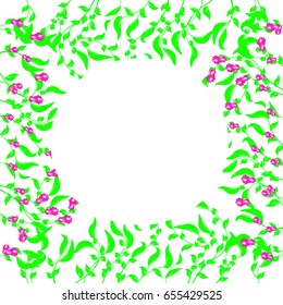 Creative layout made of flowers and leaves. Flat lay. Nature concept