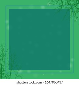 Diseño creativo hecho con fondo verde, marco cuadrado. Esta es una tarjeta de publicidad en blanco.  Concepto de naturaleza. Afiche de primavera. ilustración vectorial