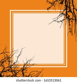 Creative layout made with orange background, square frame. This is a blank for advertising card. Halloween poster. vector illustration