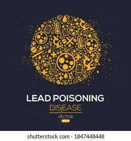 Creative (Lead Poisoning) Disease Banner Word With Icons ,Vector Illustration.
