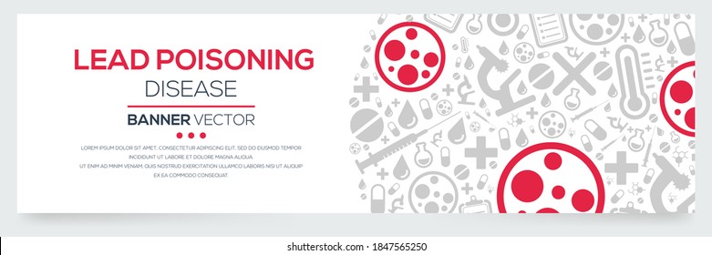 Creative (Lead Poisoning) Disease Banner Word With Icons ,Vector Illustration.
