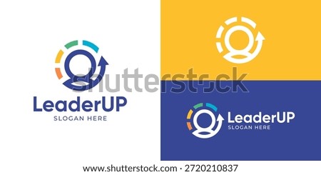 Creative leader up logo template. Progress people human person logo design vector illustration.