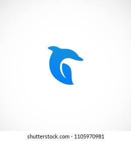 Creative Leaf Dolphin Design Vector