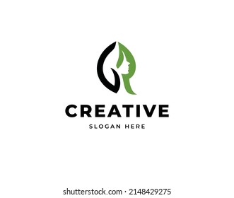 Creative Leaf G R Beauty Therapy Salon Head Care Vector Logo Design, Initial Letter G R Green Nature Combination Logo Design