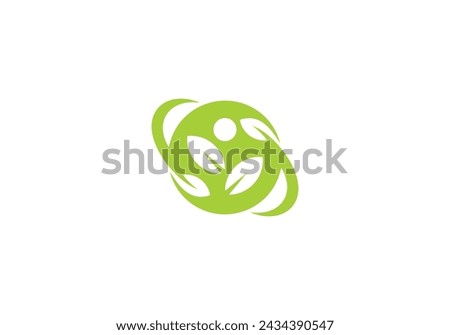 creative leaf globe and person logo icon design