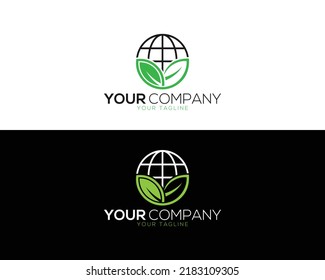 Creative Leaf Globe World And Eco Earth Logo Icon Design Vector Template.
