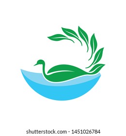 Creative leaf goose logo icon template for health, medical, cosmetic and the like companies