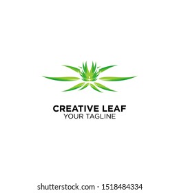 creative leaf with green color logo template 