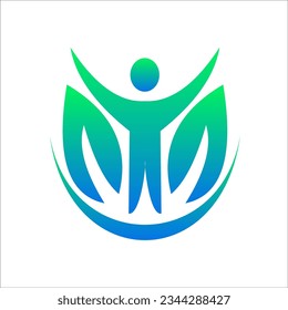 Creative Leaf Happy Person Body Logo Design Vector Symbol Illustration