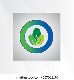 creative leaf inside of circle vector illustration