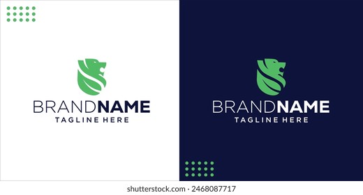 Creative Leaf and Lion logo, Design Inspiration, Illustration, vector