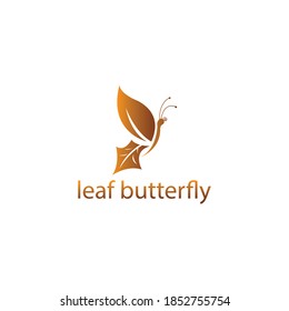 ilustración de mariposa con logotipo de hoja creativa con plantilla vectorial de diseño de color