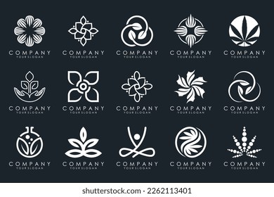 conjunto de iconos de diseño de logotipo de hoja creativa.