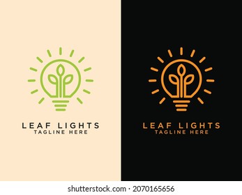 Creative leaf logos shoot a little grow on light bulbs