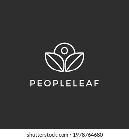 Creative Leaf people Concept Logo Design Template on black background
