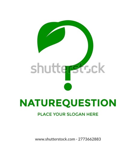 Creative leaf question mark icon for environmental inquiry, botanical help, or green solution research logo.