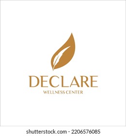 Creative Leaf and quill Concept Logo Design Template