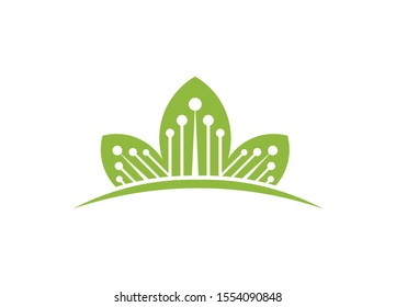 Creative Leaf Technology Logo Design Template, Green Technology logo designs concept