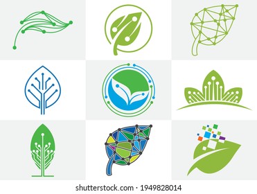 Creative Leaf Technology Logo Design Template, Green Technology logo designs concept