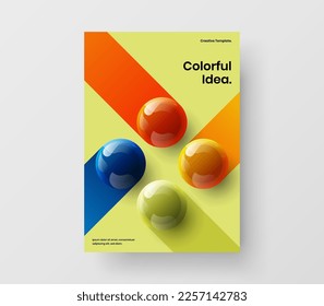 Creative leaflet A4 vector design illustration. Vivid realistic balls placard concept.