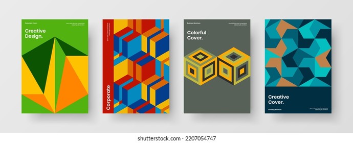 Creative Leaflet Vector Design Template Set. Trendy Mosaic Shapes Flyer Concept Composition.