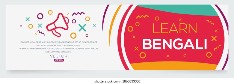 Creative (learn Bengali) text written in speech bubble ,Vector illustration.