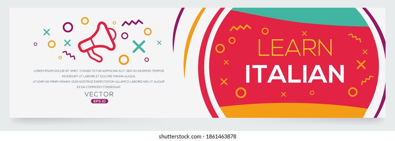 Creative (learn Italian) text written in speech bubble ,Vector illustration.