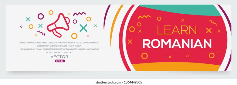 Creative (learn Romanian) text written in speech bubble ,Vector illustration.