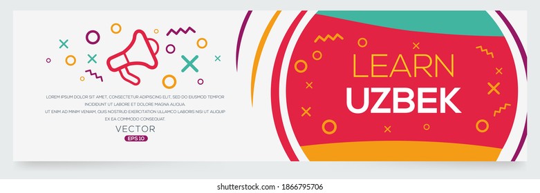 Creative (learn Uzbek) text written in speech bubble ,Vector illustration.