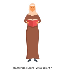 Creative learning of hijab girl icon cartoon vector. Adult happy. Lesson academic