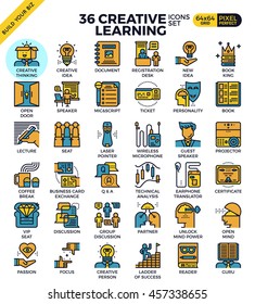 Creative learning outline icons modern style for website or print illustration