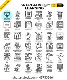 Creative learning outline icons modern style for website or print illustration