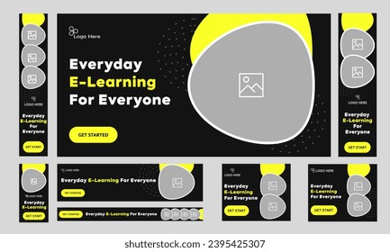 Creative learning platform web set banner design for social media post, fully editable vector eps 10 file format