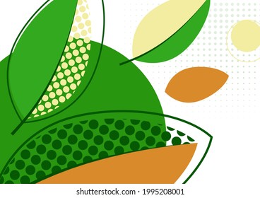 Creative leaves, dots texture on white background. Summer Sale. Trendy art for cover, poster, internet, page, social, media, announcements, greetings, postcards Vector illustration